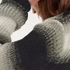 Gestreifter, offen gestrickter Herrenpullover Schwarz