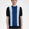 Gestreiftes Feinstrick-T-Shirt für Herren von Fred Perry, Marineblau, Türkis und Kobaltblau Gestreiftes Feinstrick-T-Shirt für Herren von Fred Perry, Marineblau, Türkis und Kobaltblau