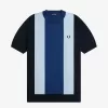 Gestreiftes Feinstrick-T-Shirt für Herren von Fred Perry, Marineblau, Türkis und Kobaltblau Gestreiftes Feinstrick-T-Shirt für Herren von Fred Perry, Marineblau, Türkis und Kobaltblau