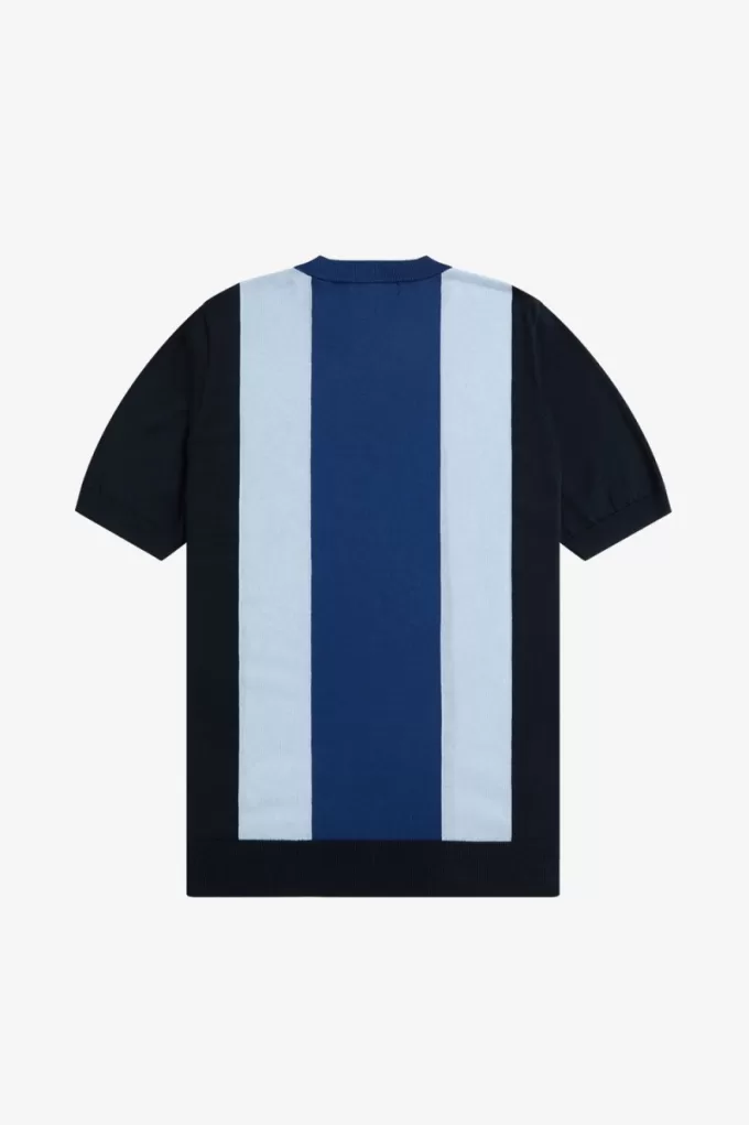 Gestreiftes Feinstrick-T-Shirt für Herren von Fred Perry, Marineblau, Türkis und Kobaltblau Gestreiftes Feinstrick-T-Shirt für Herren von Fred Perry, Marineblau, Türkis und Kobaltblau
