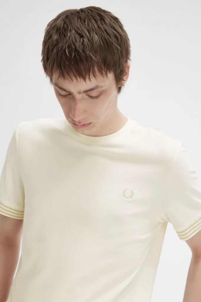 Gestreiftes Manschetten-T-Shirt für Herren Beige