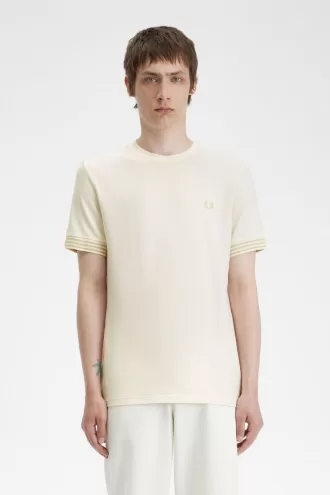 Gestreiftes Manschetten-T-Shirt für Herren Beige
