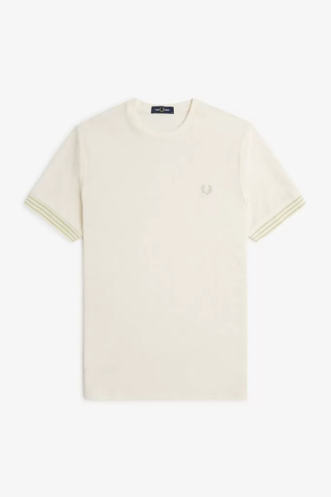 Gestreiftes Manschetten-T-Shirt für Herren Beige