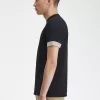 Gestreiftes Manschetten-T-Shirt für Herren, Schwarz