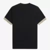 Gestreiftes Manschetten-T-Shirt für Herren, Schwarz