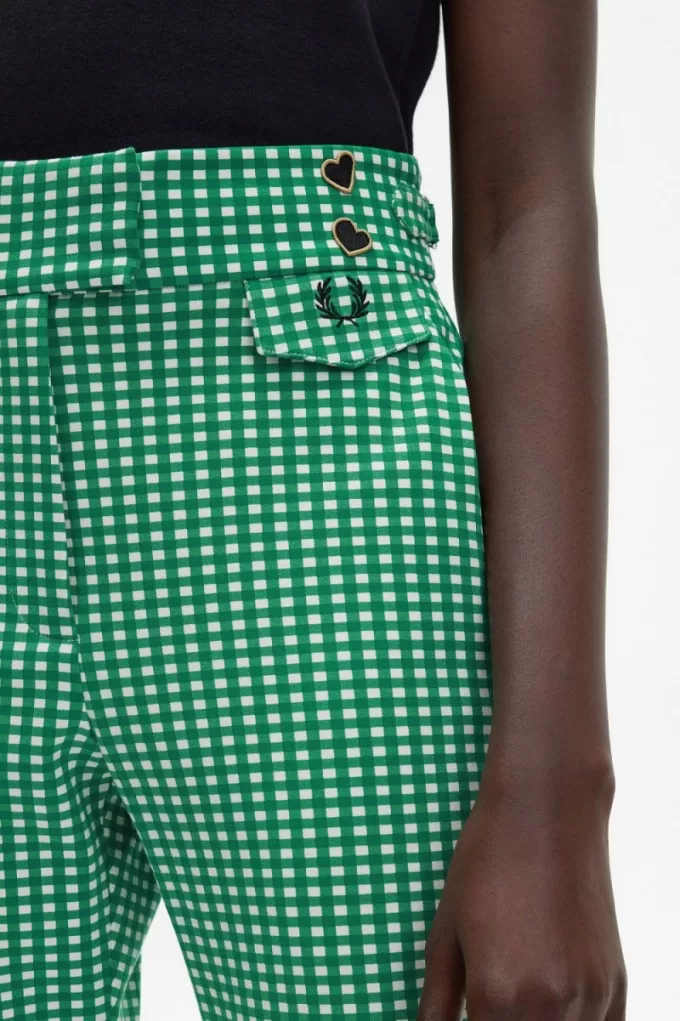 Gingham Damenhose Grün