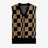 Glitch Checkerboard Herren Tanktop Braun Marineblau