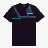 Glitch Print Herren T-Shirt Marine