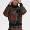 Glitch Tartan Damenpullover Whiskey Brown