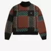 Glitch Tartan Damenpullover Whiskey Brown