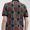 Glitch Tartan Herren-Poloshirt Whiskey Brown