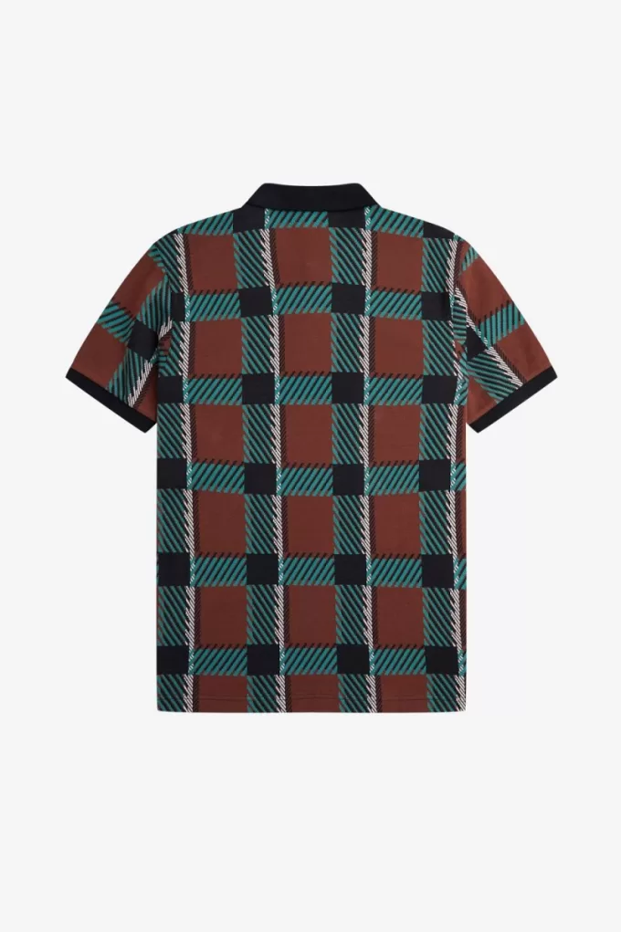 Glitch Tartan Herren-Poloshirt Whiskey Brown