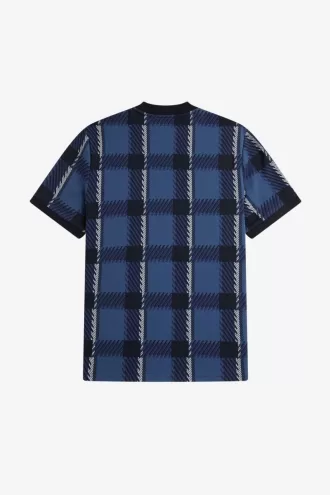 Glitch Tartan Herren T-Shirt Mitternachtsblau
