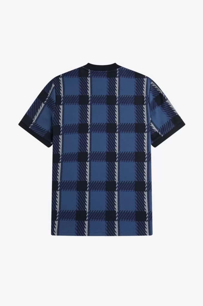 Glitch Tartan Herren T-Shirt Mitternachtsblau