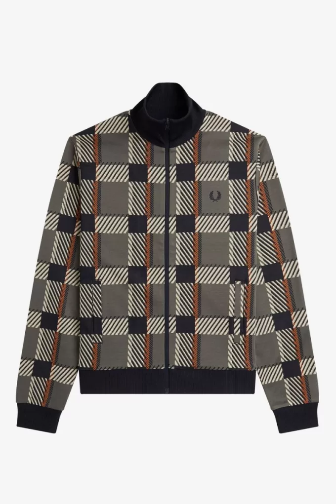 Glitch Tartan Herren-Trainingsjacken, Feldgrün