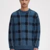 Glitch Tartan Herrenpullover Mitternachtsblau