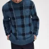 Glitch Tartan Herrenpullover Mitternachtsblau