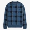 Glitch Tartan Herrenpullover Mitternachtsblau