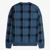 Glitch Tartan Herrenpullover Mitternachtsblau