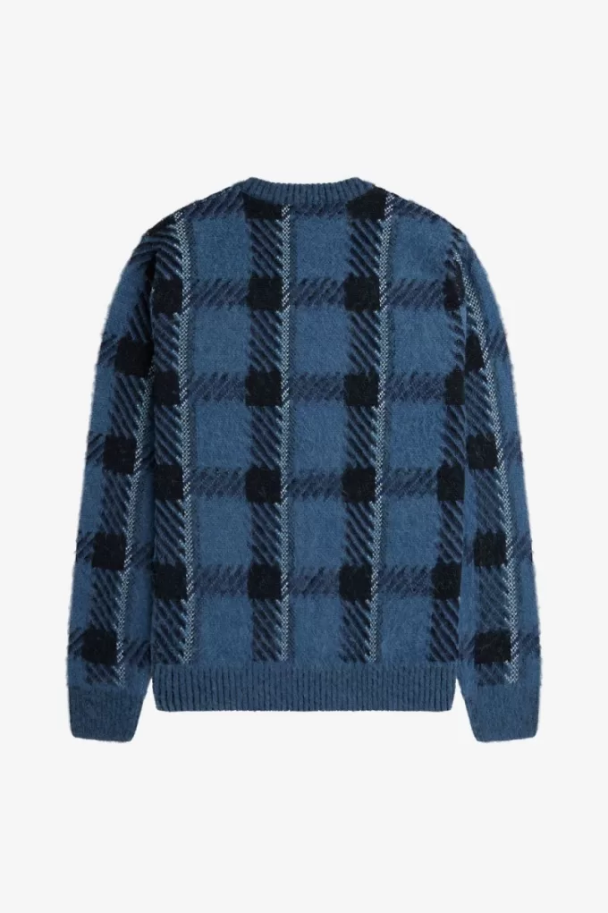 Glitch Tartan Herrenpullover Mitternachtsblau
