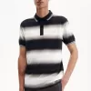 Gradient Stripe Herren-Poloshirt Schneeweiß
