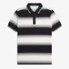 Gradient Stripe Herren-Poloshirt Schneeweiß