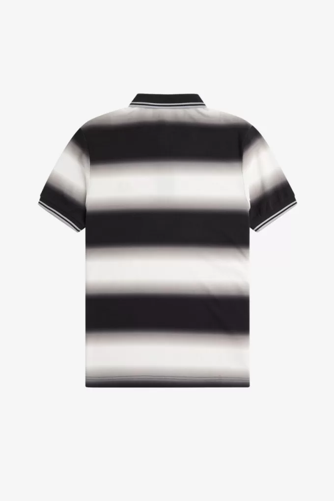 Gradient Stripe Herren-Poloshirt Schneeweiß