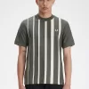 Gradient Stripe Herren T-Shirt Feldgrün