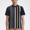 Gradient Stripe Herren T-Shirt Marineblau