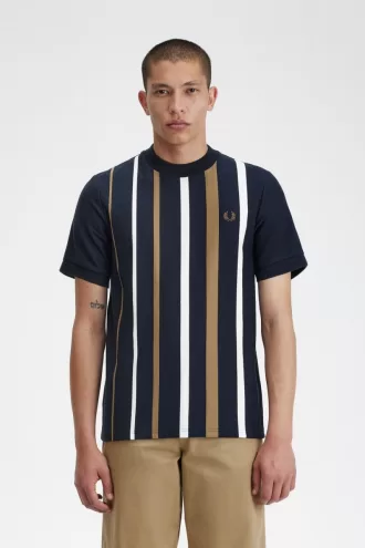 Gradient Stripe Herren T-Shirt Marineblau