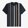 Gradient Stripe Herren T-Shirt Marineblau
