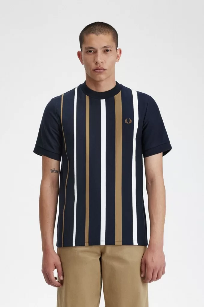 Gradient Stripe Herren T-Shirt Marineblau