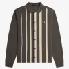 Gradient Stripe Langarm-Poloshirt für Herren, Feldgrün