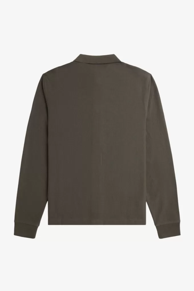 Gradient Stripe Langarm-Poloshirt für Herren, Feldgrün