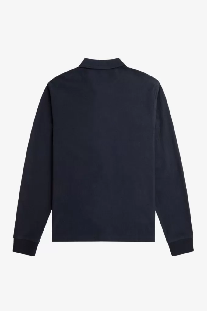 Gradient Stripe Langarm-Poloshirt für Herren, Marineblau