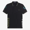 Graphic Branded Herren-Poloshirt Schwarz