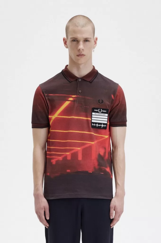 Graphic Print Herrenshirt Stadium Red