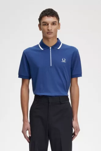 Half Zip Herren-Poloshirt Königsblau