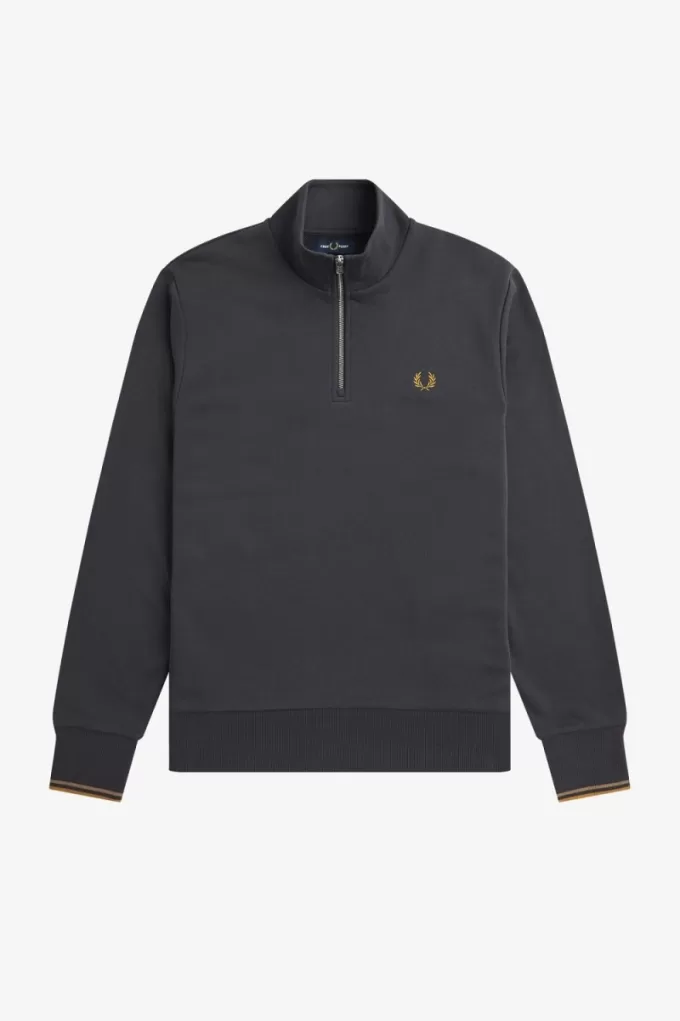 Half Zip Herren Sweatshirts Anchor Grey Dark Coffee