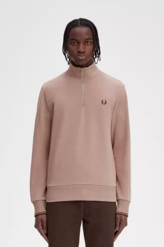 Half Zip Herren Sweatshirts Dunkelrosa