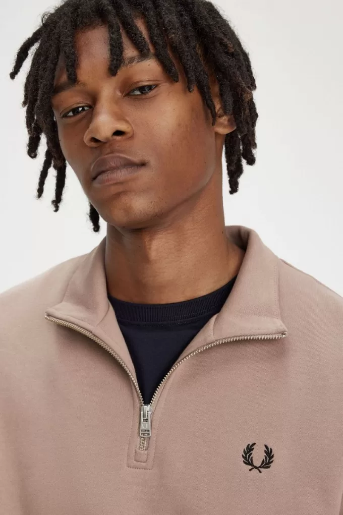 Half Zip Herren Sweatshirts Dunkelrosa Schwarz Half Zip Herren Sweatshirts Dunkelrosa Schwarz