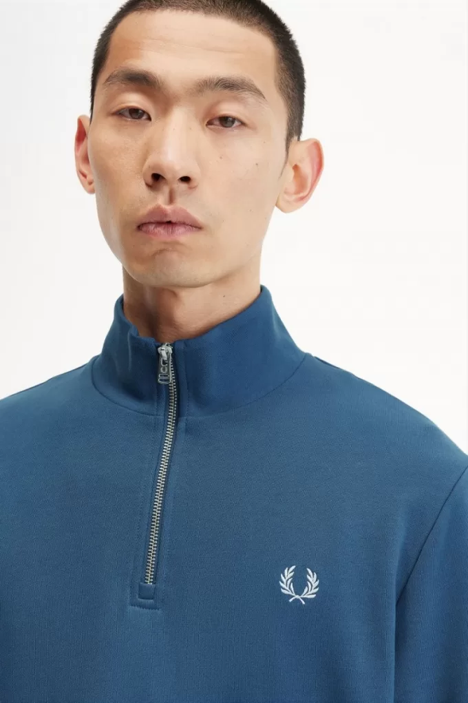 Half Zip Herren-Sweatshirts Mitternachtsblau Hellaqua