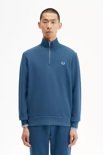 Half Zip Herren-Sweatshirts Mitternachtsblau Hellaqua