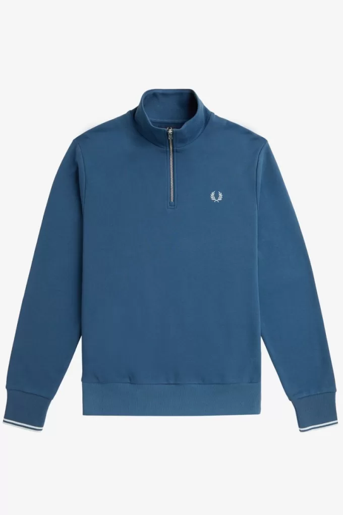 Half Zip Herren-Sweatshirts Mitternachtsblau Hellaqua