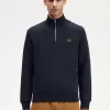 Half Zip Herren Sweatshirts Navy Dark Coffee