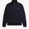 Half Zip Herren Sweatshirts Navy Dark Coffee