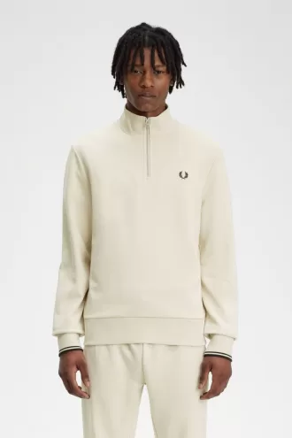 Half Zip Herren Sweatshirts Oatmeal Black