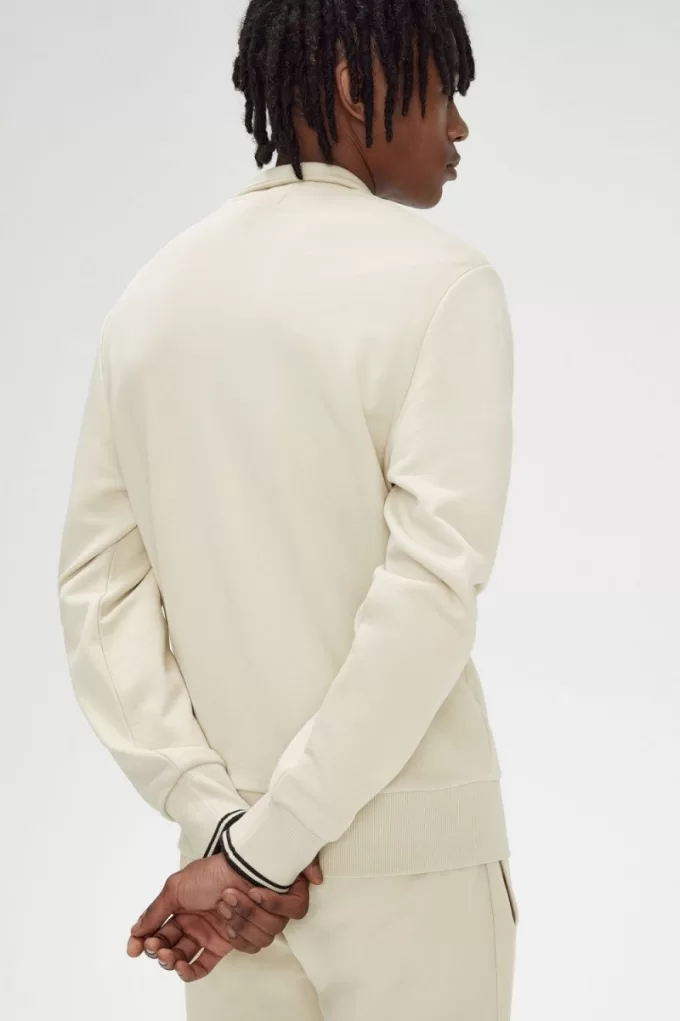 Half Zip Herren Sweatshirts Oatmeal Black