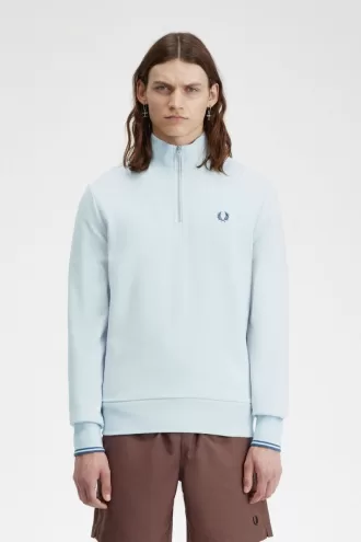 Half Zip Herren-Sweatshirts, helles Aqua und Mitternachtsblau