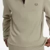 Half Zip Herren-Sweatshirts, warmes Grau und Dunkelrot